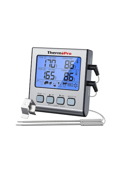 NPO ThermoPro TP17 Alarmlı, Aydınlatmalı, Çift Çelik Problu ve Pr
