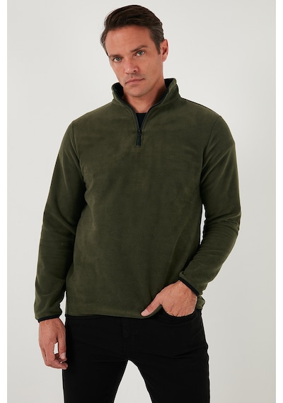 Buratti Slim Fit Yarım Fermuarlı Dik Yaka Erkek Polar 5906003 Haki