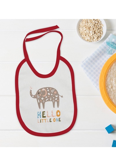 BK Kids Hello Little One Tasarımlı Kırmızı Bebek Mama Önlüğü-1 Kırmızı
