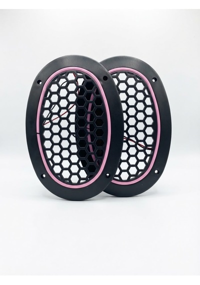 Oval Pembe Neon Ledli Hoparlör Kapağı