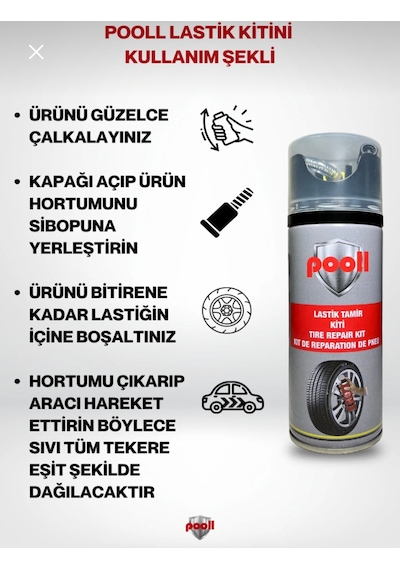 Lastik Tamir Kiti Spreyi Köpüğü Acil Lastik Şişirme Kiti 400 Ml