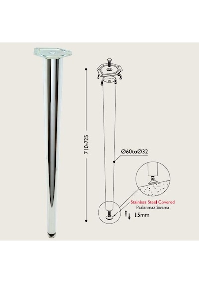 Gürçayhırdavat Masa Ayağı 11.160 - 60-32Mm Konik (4 Adet)