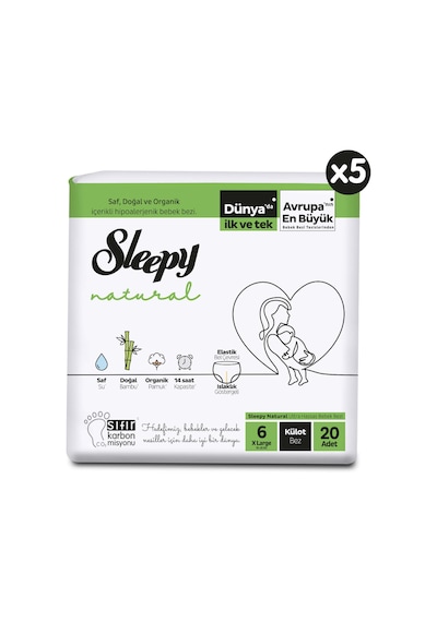 Sleepy Natural Külot Bez 6 Numara XLarge Büyük Fırsat Paketi 100 Adet 5'li
