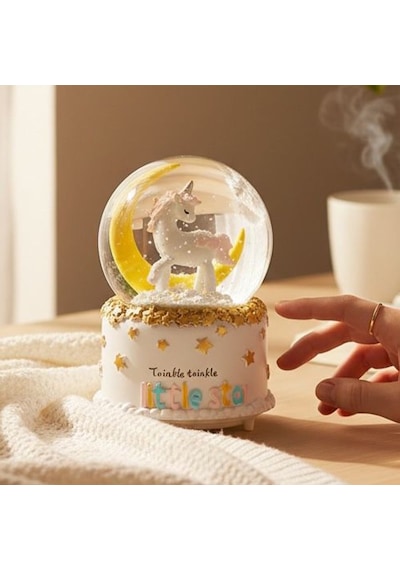 Unicorn Dönen Büyük Boy Püskürmeli Işıklı Müzikli Kar Küresi