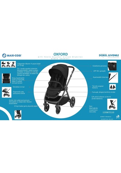 Maxi-Cosi Oxford Çift Yönlü Seyahat Sistem Olabilen Bebek Arabası Twillic Black
