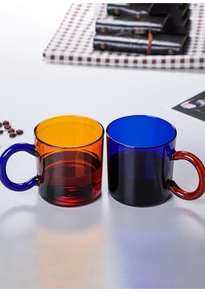 The Mia Renkli Cam Kupa Mavi 250 Ml