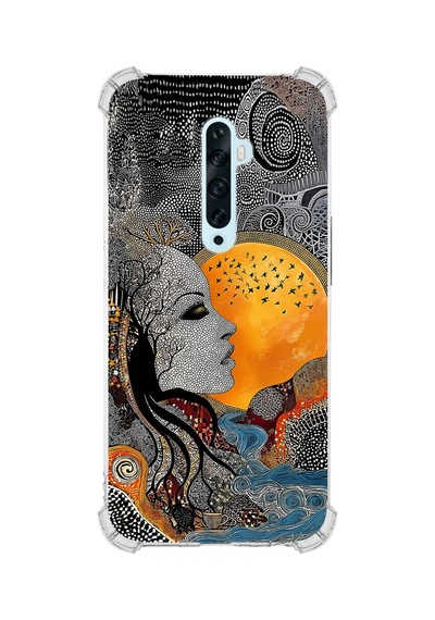Printify Oppo Reno2z İle Uyumlu Simya Serisi Mozaik Tanrıça Tasarımlı Uv Baskılı Köşe Korumalı Antişok Kılıf Şeffaf