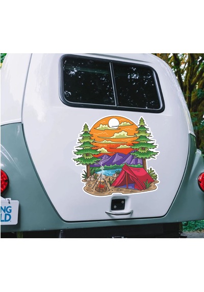 Kamp, Off Road, 4x4, Doğa, Manzara, Adventure Sticker, Araba Karavan Pickup Arazi Suv 02180 50x46 Cm