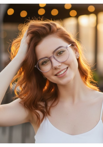 Klass Yuvarlak Çerçeveli Mavı Işık Korumalı Gözlük Ekran Koruma Gözlüğü Unisex Cam Değişebilir Mor