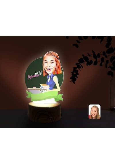 Kişiye Özel En Iyi Öğretmen Karikatürlü Dekoratif 3D Biblo Led Iş (481501346)