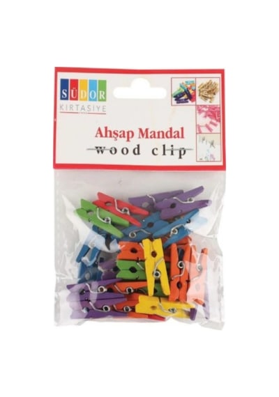 Ahşap Mandal Büyük 3,5 Cm 20'li Renkli
