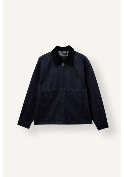 Defacto Regular Fit Fermuarlı Kontrast Yaka Pamuklu Jean Ceket I5351ax26aunm34 Mavi-nm34