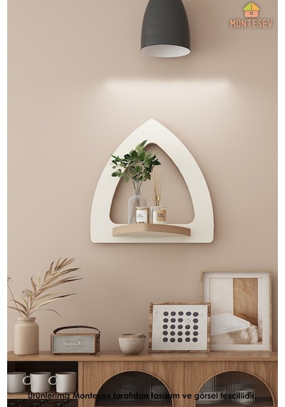 Ahşap Dekoratif Duvar Rafı 2 Li / 3 Lü Set Mtsv - 145 Beyaz