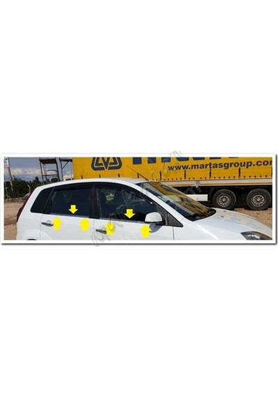 Ford Fiesta Krom Cam Çıtası 2002-2008 4 Parça Paslanmaz  Çelik