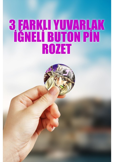 Steel Ball Run Jojo Anime Animasyon Çanta Rozet İğneli Buton Rozet Seti Adet Üçlü