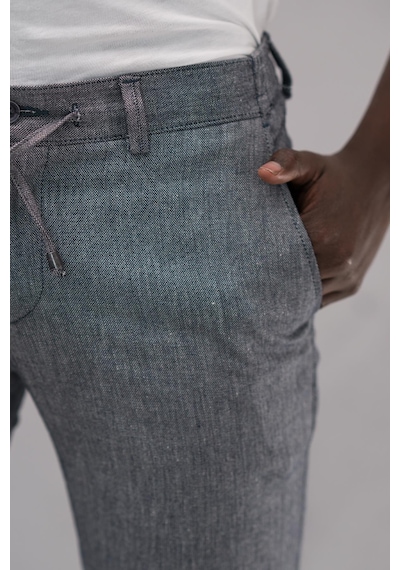 Notra Beli Lastikli Ve İplikli Slimfit Pamuklu Jogger Pantolon Mavi