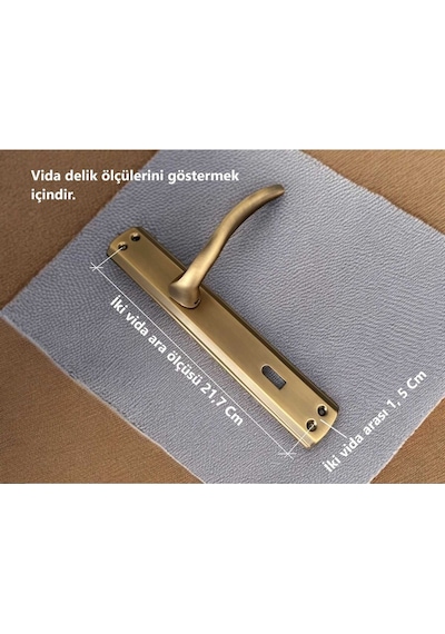 Trim Mat Antik Sarı Aynalı Wc Banyo Kapı Kolu Wcye Giriş Yaparken Sol Elle Açılır 1 Takım