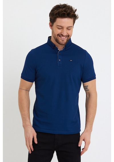 Jeus Erkek Pike Lacoste Kumaş Yakalı Saks Mavi Tshirt