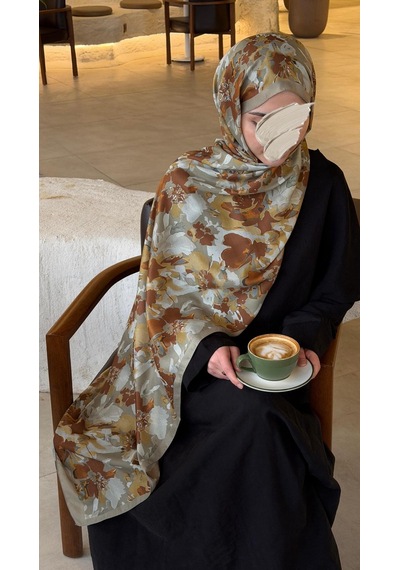 Qalortex Scarf Pamuklu Garden Desen Şal-küf Yeşil