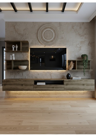 Resital Ledli Duvara Monte Tv Sehpası - Ceviz - W6014-2 Ceviz