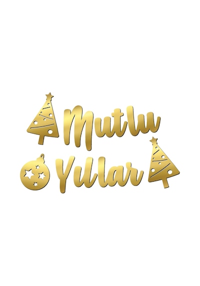 Mutlu Yıllar, Metalik Altın Banner - 2.10 Mt