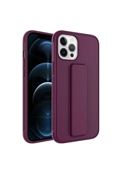 Apple Uyumlu iPhone 12 Pro Kılıf Zore Qstand Kapak Mürdüm