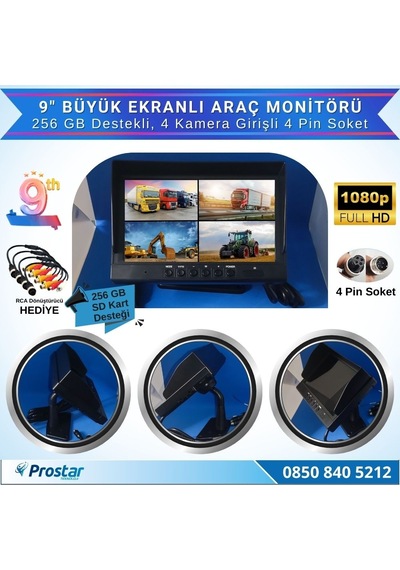 Navistar Kayıtlı 9" Monitörlü Ahd 720p/1080p Uyumlu 256gb Sd Destekli 4pi