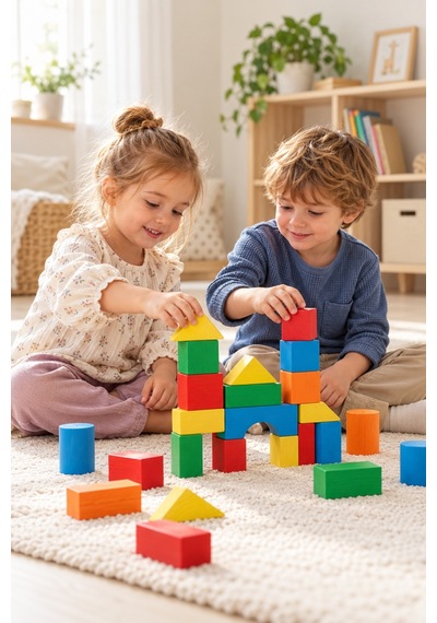 100 Parça Renkli Ahşap Blok Seti 9 Renkli Eğitici Yapı Oyuncağı Farklı Geometrik Şekilli Oyun Seti