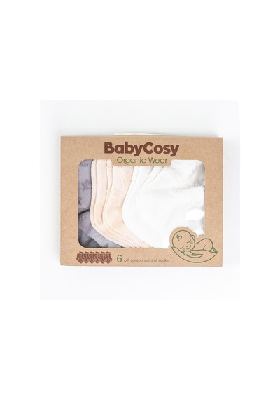 Babycosy Organic Wear Csyc1008 Bebek 6'lı Çorap %100 Organik Pamuk Bebek - Yenidoğan - Csyc1008 Karışık