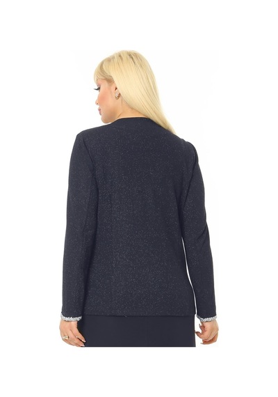 Ladies First Büyük Beden 3728 Lacivert Gümüş Ceket+Atlet Abiye İkili Takım 001