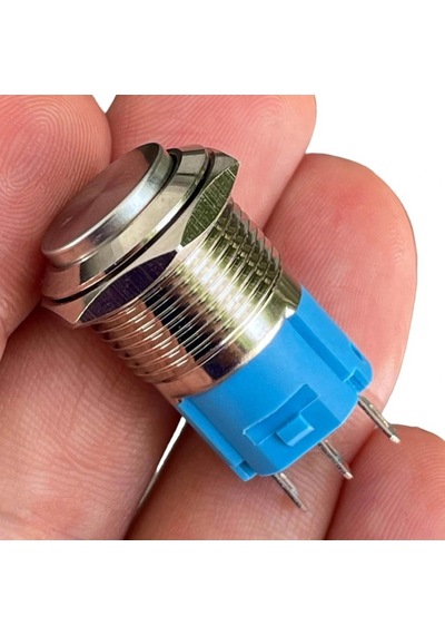 D21 16mm Metal Mavi Halka Ledli Kalıcı Buton 24v
