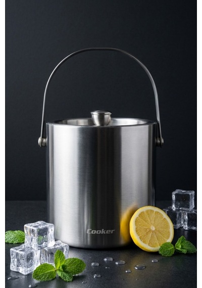 Cooket 2 Litre Çelik Buz Kovası Yk1839 Gümüş