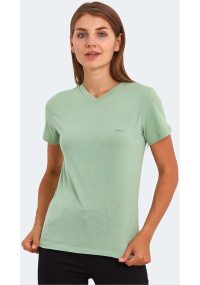 Slazenger KRISTEN I Kadın V Yaka Açık Yeşil Tişört