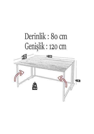 Fahrettinküçük Worklife Çalışma Masası Bilgisayar Masası Çizim Masa Katlanır