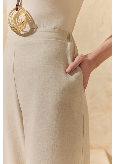 Aker Naturel Paçası Brode Detaylı Pantolon Naturel Naturel