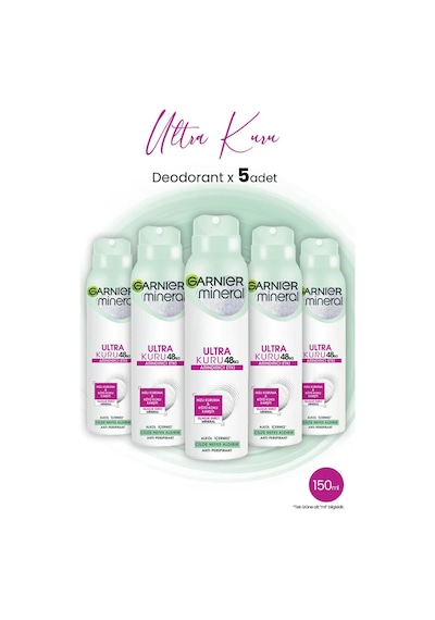 Mineral 48 Saat Ultra Kuru Sprey Deodorant 150 Ml X 5 Adet