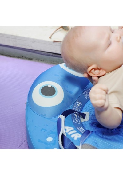 Mambobaby Yüzme Simidi - Mavi Vatoz, Emniyetli, Gölgelikli Ve Ayak Destekli