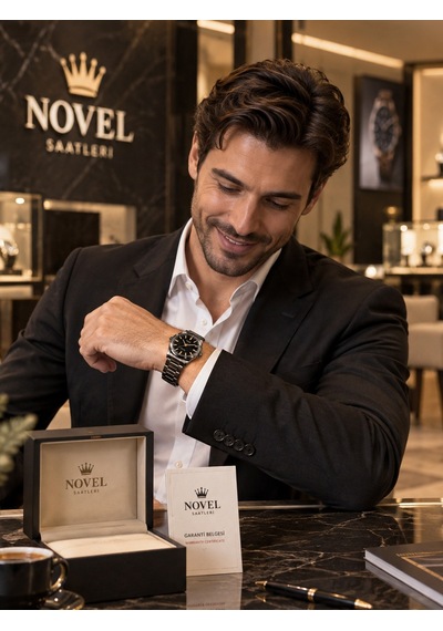 Novel Orjinal Siyah Kadranlı Metal Kordon Erkek Kol Saati Çok Renkli