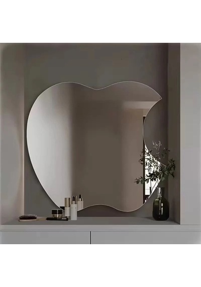 Mey İthalat Apple Tasarım Kırılmayan Pleksi Duvar Aynası - 30x30 Cm Modern Dekoratif Ayna Çok Renkli