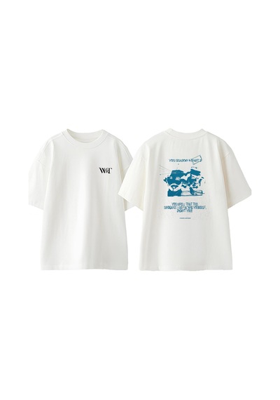 Thewert You 3 Tasarım Sırt Baskılı Pamuk Beyaz Oversize T-shirt