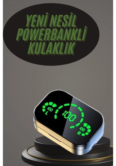 Mey İthalat Kablosuz Bluetooth Kulaklık Çift Telefon Destekli Powerbankli Dijital Göstergeli