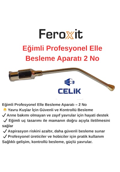 Elle Besleme Aparatı 2 No Yavru Kuş Güvenli Besleme Eğimli Paslanmaz Çelik