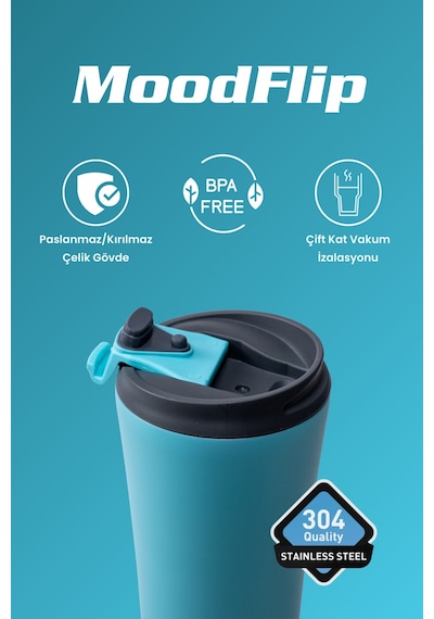 Cooker Moodflip 400 Ml Paslanmaz Çelik Bardak Termos Ckr2050 Mavi