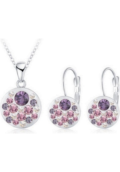 Kolye Küpe Set Purple Dream Avusturya Kristal Beyaz Altın Kaplama 554047670