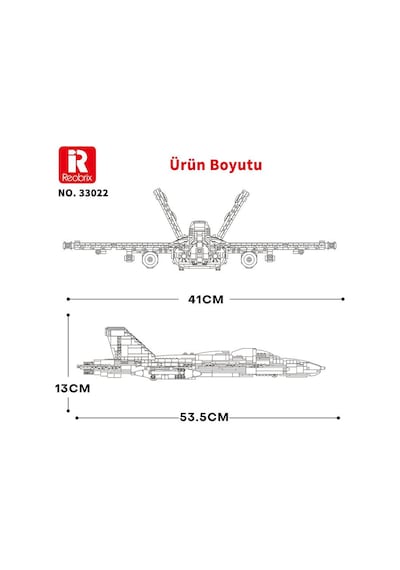 Reobrix 33022 American Mcdonnell Dougles F18 Hornet Strike Fighter Jet Uçak Yaratıcı Yapı Blok Seti Building Blocks - 1387 Parça