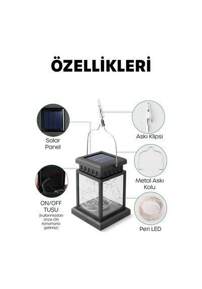 Solar Güneş Enerjili Otomatik Bahçe Lambası Fotoselli Askılı Şerit Ledli Bahçe Aplik Lambası Jf63 Siyah
