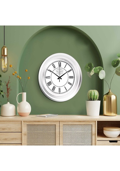 Volante 45 CM Vintage Dekoratif Duvar Saati A80818-BY Beyaz