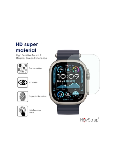 Novstrap  Watch Ultra / Ultra 2 İle Uyumlu Ekran Koruyucu Temperli Cam Kolay Uygulama Aparatlı