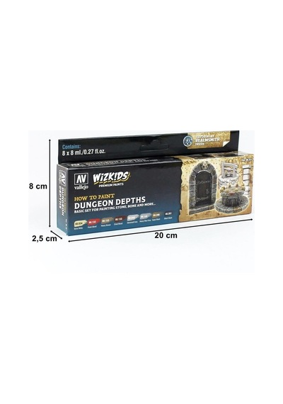 Vallejo 80251 8x8 Ml. Dungeon Dephts, Wizkits Serisi Model Boyası Seti Renkli
