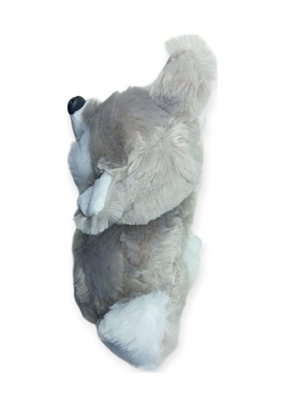 Sesli Peluş Yatan Köpek 25 Cm - Gri Gri